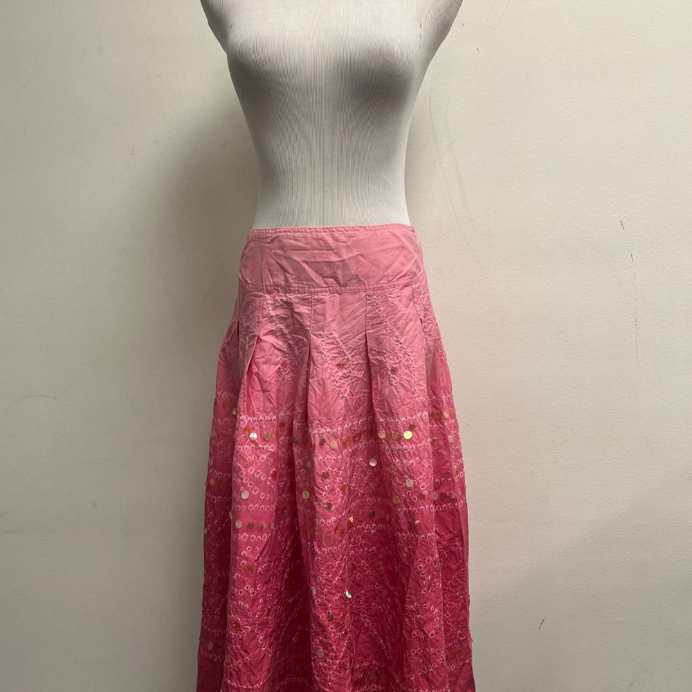 Lulumari pink ombre sequin full midi skirt cotton M - Picture 2 of 7